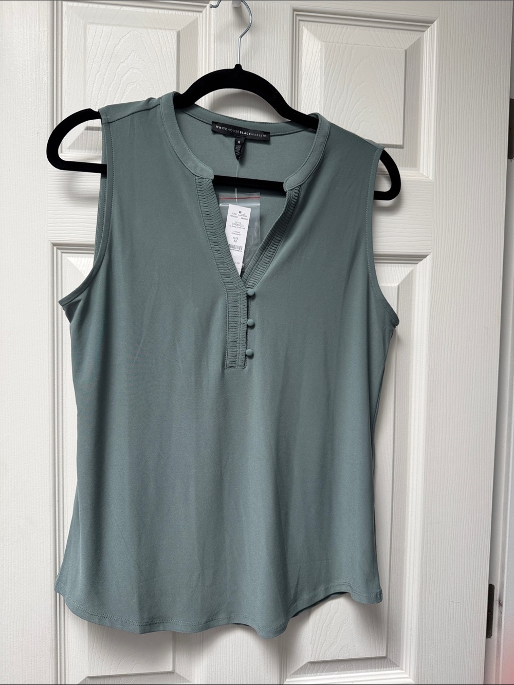 White House Black Market Sage Green Sleeveless Henley Camisole